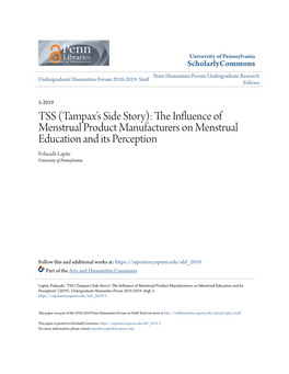 The Influence of Menstrual Product Manufacturers on Menstrual Education and Its Perception