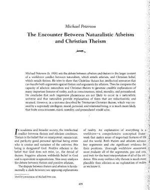 The Encounter Between Naturalistic Atheism and Christian Theism