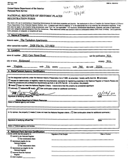 4/1'3/00 Natlonal Park Service NATIONAL REGISTER of HISTORIC PLACES REGISTRATION FORM