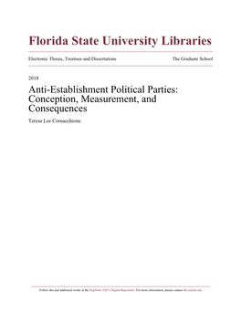 Anti-Establishment Political Parties: Conception, Measurement, and Consequences Teresa Lee Cornacchione