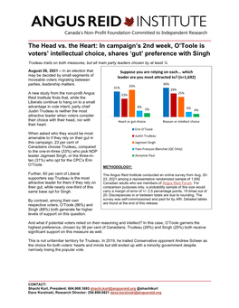 The Head Vs. the Heart: in Campaign's 2Nd Week, O