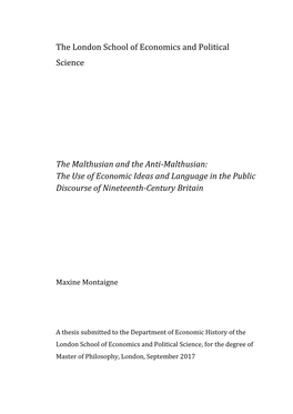 The Malthusian and the Anti-Malthusian: the Use of Economic Ideas and Language in the Public Discourse of Nineteenth-Century Britain