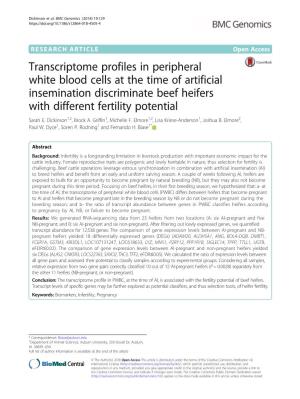 Transcriptome Profiles in Peripheral White Blood Cells at the Time of Artificial Insemination Discriminate Beef Heifers with Different Fertility Potential Sarah E