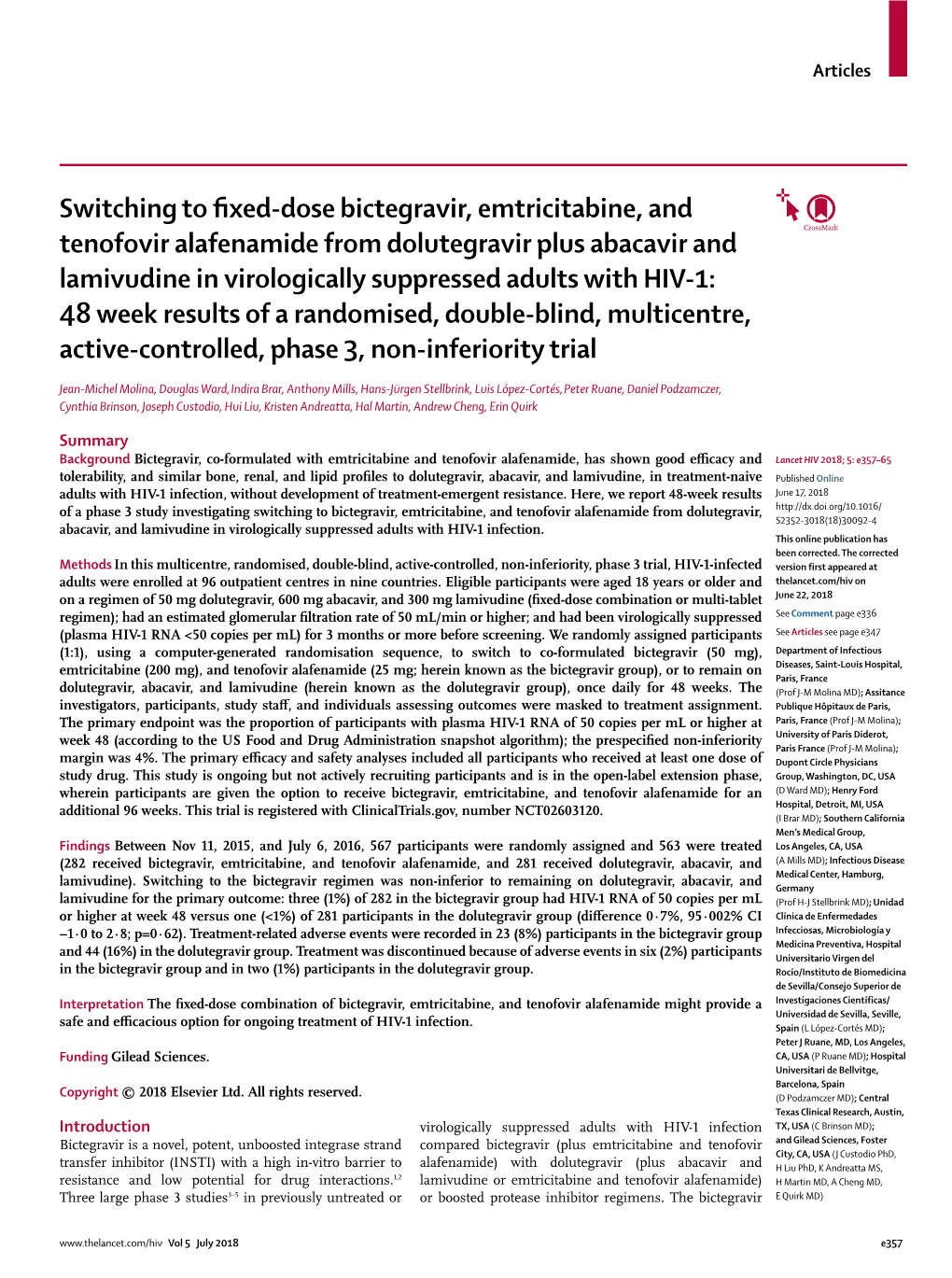 Switching to Fixed-Dose Bictegravir, Emtricitabine, and Tenofovir Alafenamide from Dolutegravir Plus Abacavir and Lamivudine In