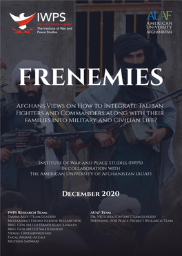 How to Integrate Taliban & Their Families Into Military & Civilian Life