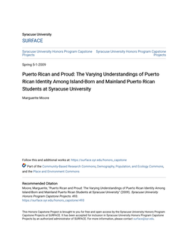 The Varying Understandings of Puerto Rican Identity Among Island-Born and Mainland Puerto Rican Students at Syracuse University