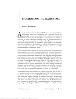 Lysistrata on the Arabic Stage