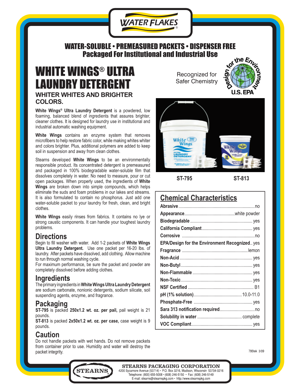 White Wings® Ultra Laundry Detergent Is a Powdered, Low Foaming, Balanced Blend of Ingredients That Assures Brighter, Cleaner Clothes