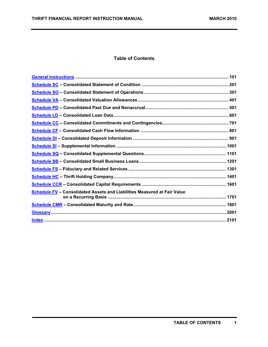 Thrift Financial Report, Instructions, June 2010