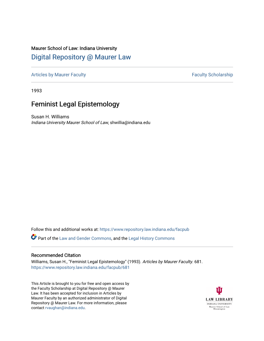 Feminist Legal Epistemology