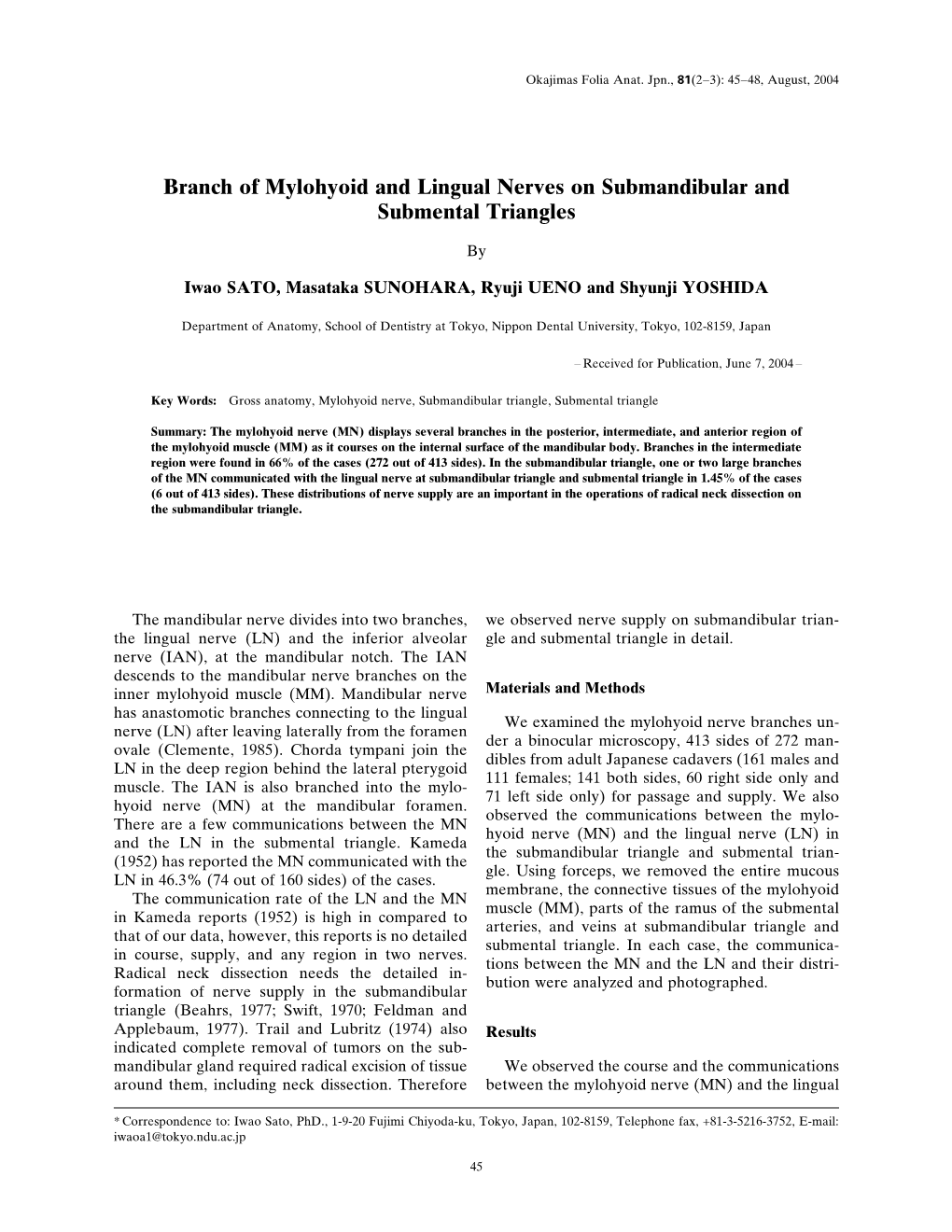 Branch of Mylohyoid and Lingual Nerves on Submandibular and Submental Triangles