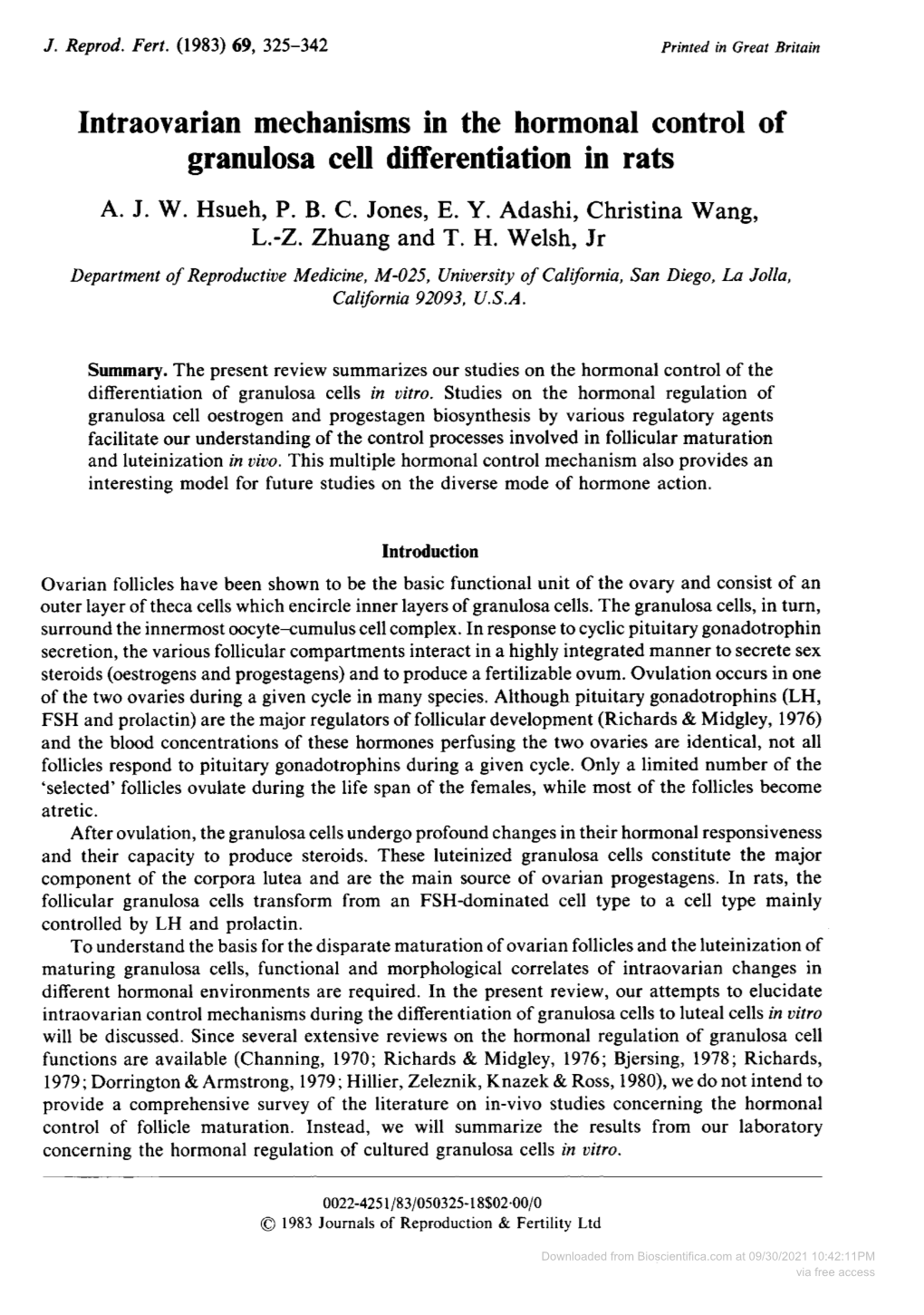 Granulosa Cell Differentiation in Rats A