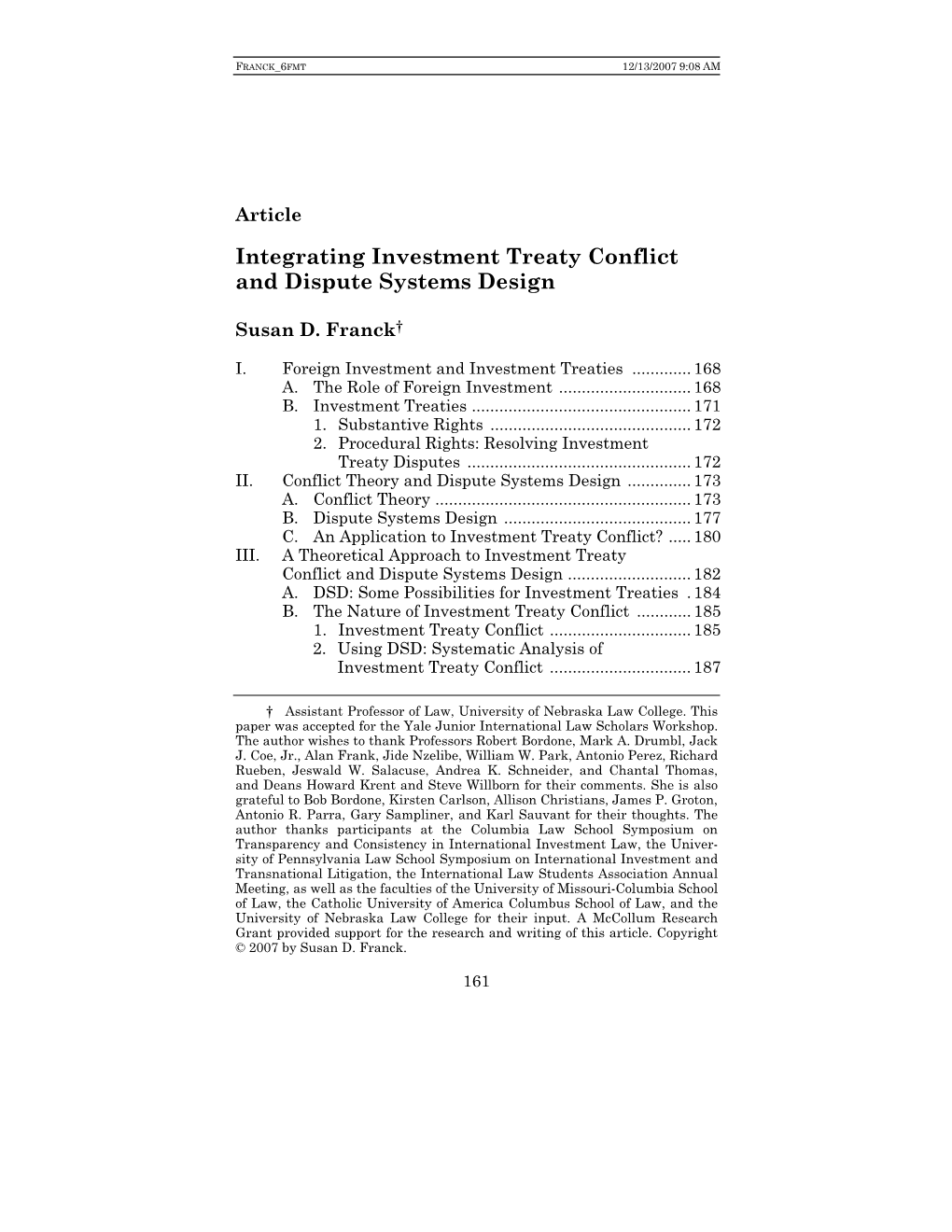 Integrating Investment Treaty Conflict and Dispute Systems Design