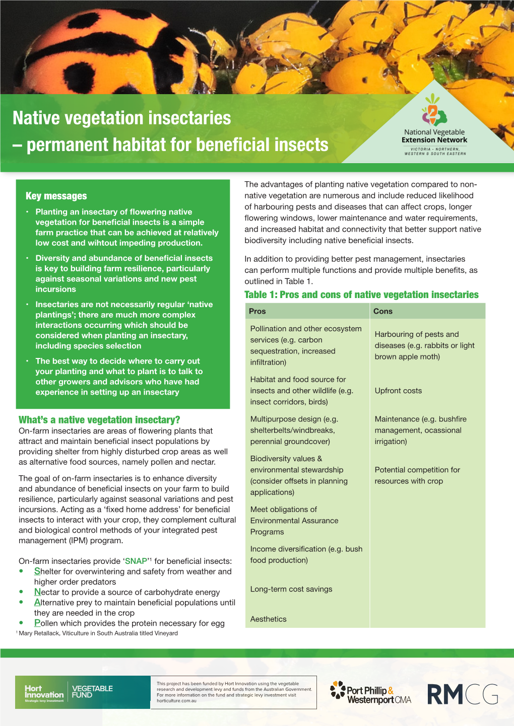 Native Vegetation Insectaries – Permanent Habitat for Beneficial Insects