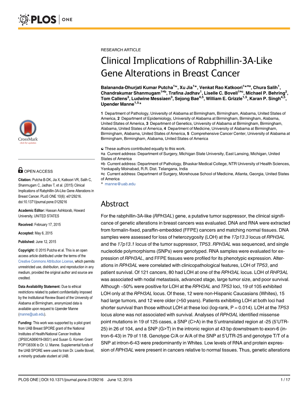 Clinical Implications of Rabphillin-3A-Like Gene Alterations in Breast Cancer