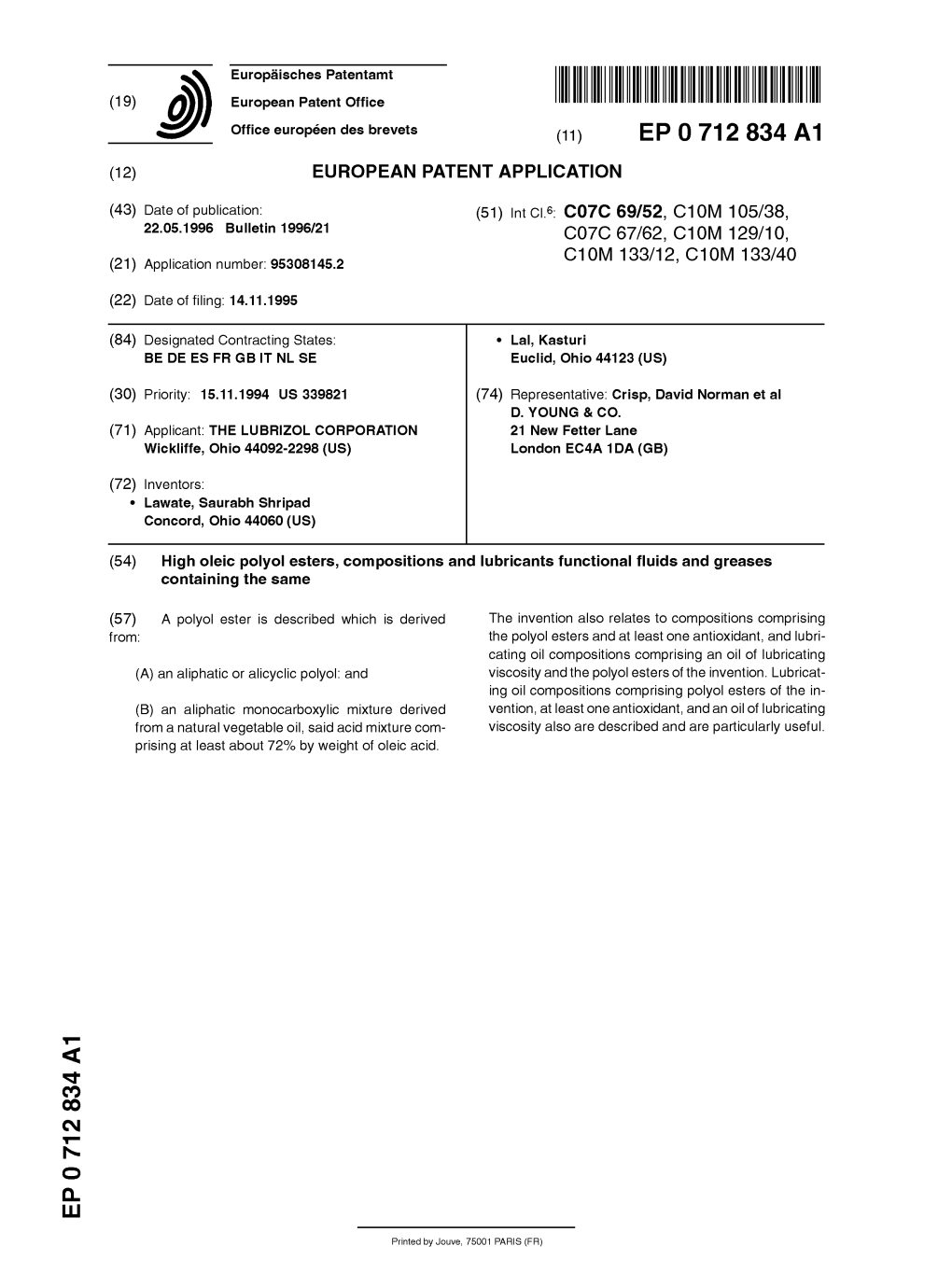 High Oleic Polyol Esters, Compositions and Lubricants Functional Fluids and Greases Containing the Same