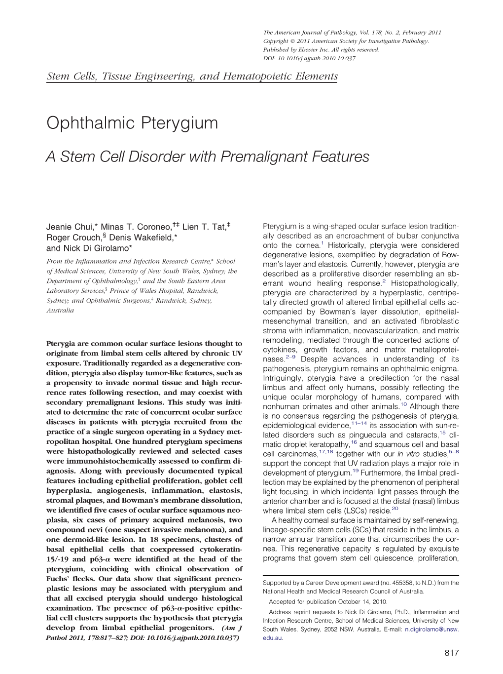 Ophthalmic Pterygium