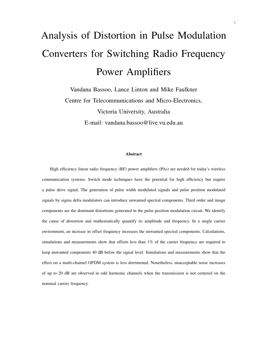 Analysis of Distortion in Pulse Modulation Converters for Switching Radio Frequency Power Ampliﬁers