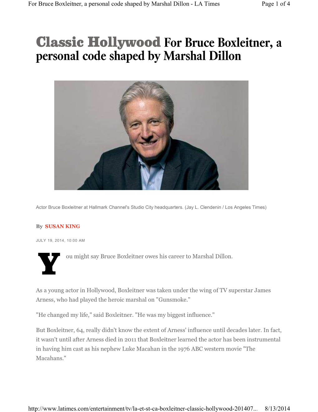 Page 1 of 4 for Bruce Boxleitner, a Personal Code Shaped by Marshal Dillon