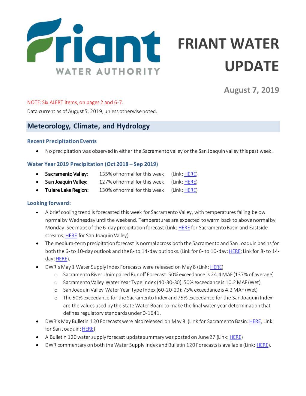 Friant Water Update