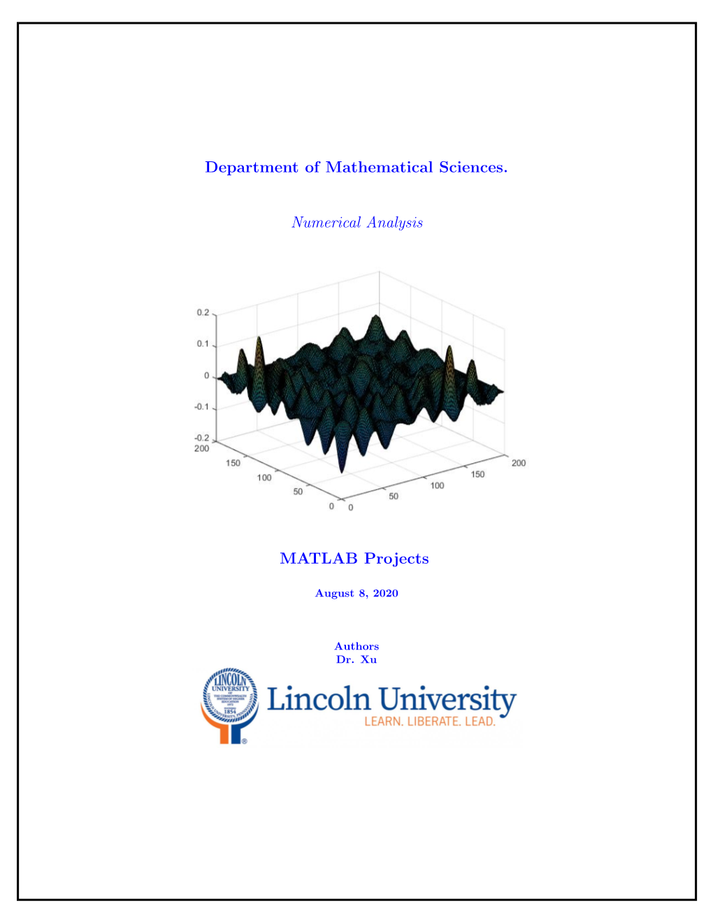 Department of Mathematical Sciences. Numerical Analysis