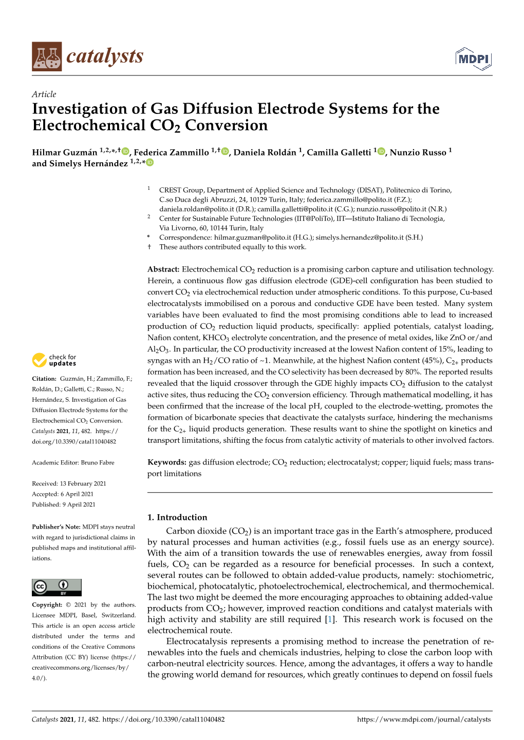 Investigation of Gas Diffusion Electrode Systems for the Electrochemical CO2 Conversion