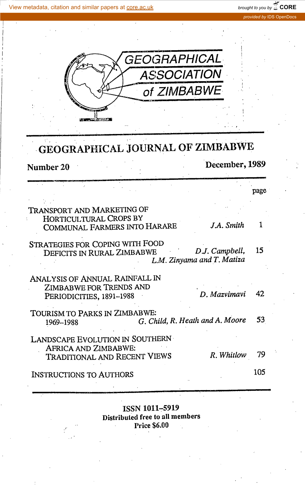 GEOGRAPHICAL ASSOCIATION of ZIMBABWE