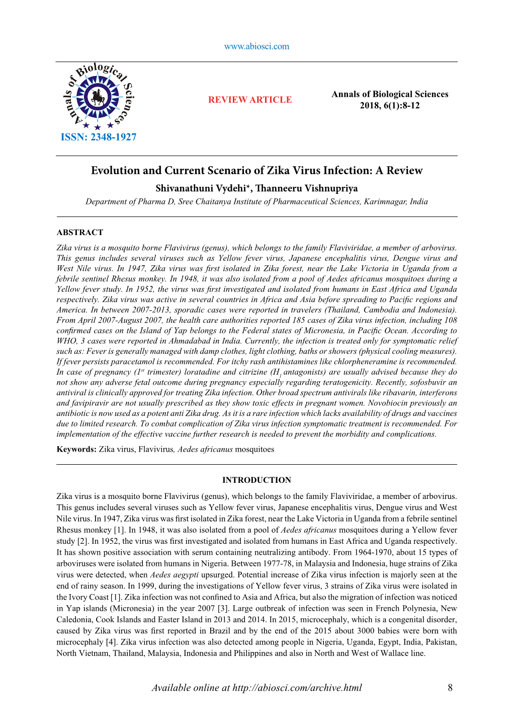 Evolution and Current Scenario of Zika Virus Infection