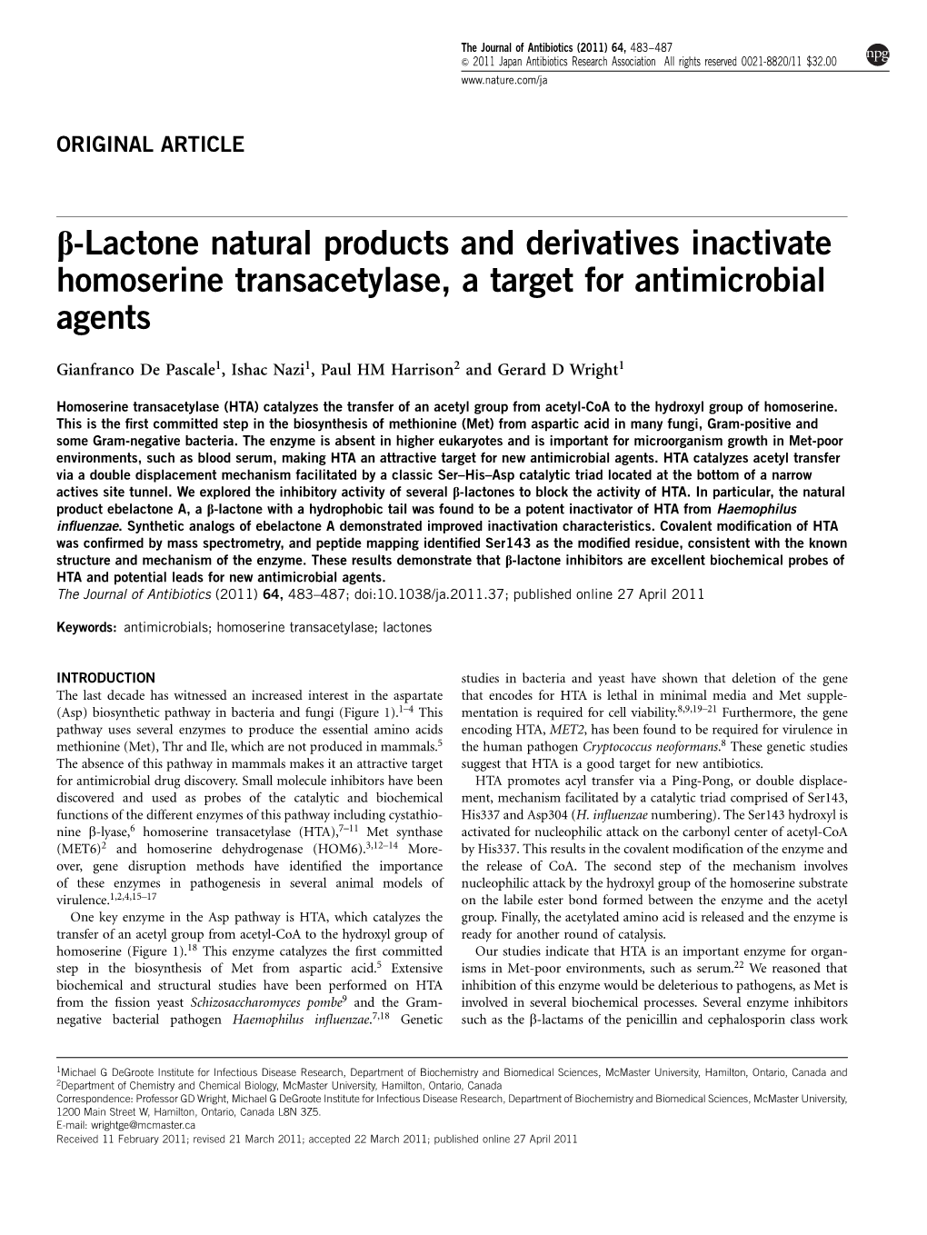 Beta;-Lactone Natural Products and Derivatives Inactivate