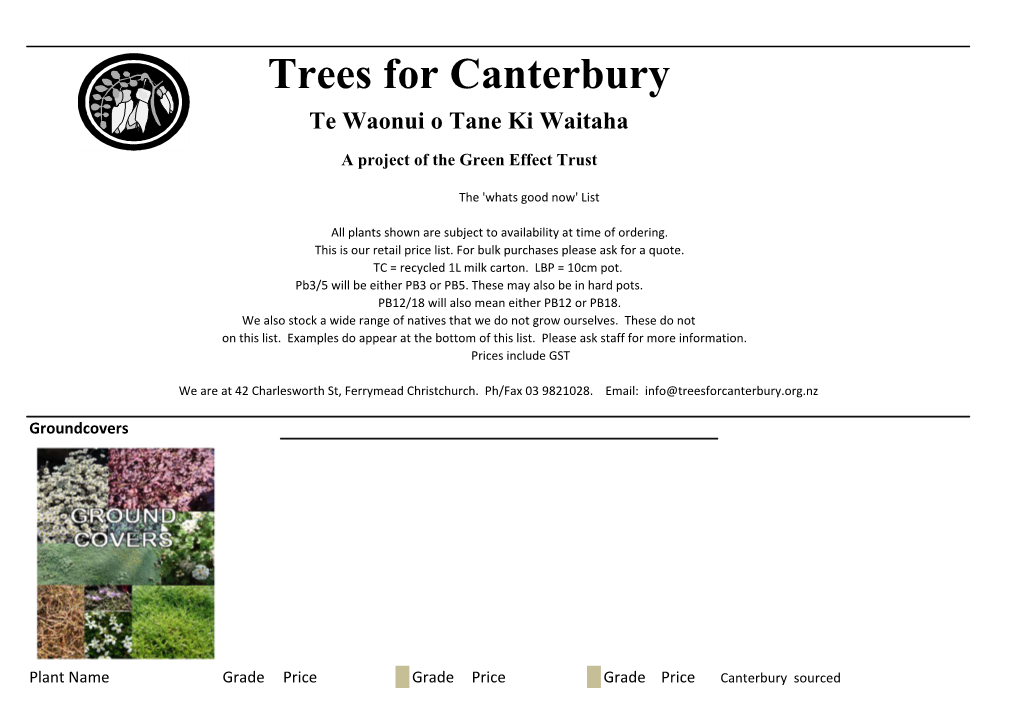 Trees for Canterbury Te Waonui O Tane Ki Waitaha