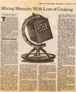 Mixing Memoirs with Lore of Cooking