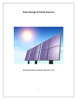 Solar Energy in North America