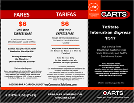 Fares Tarifas $6 $6