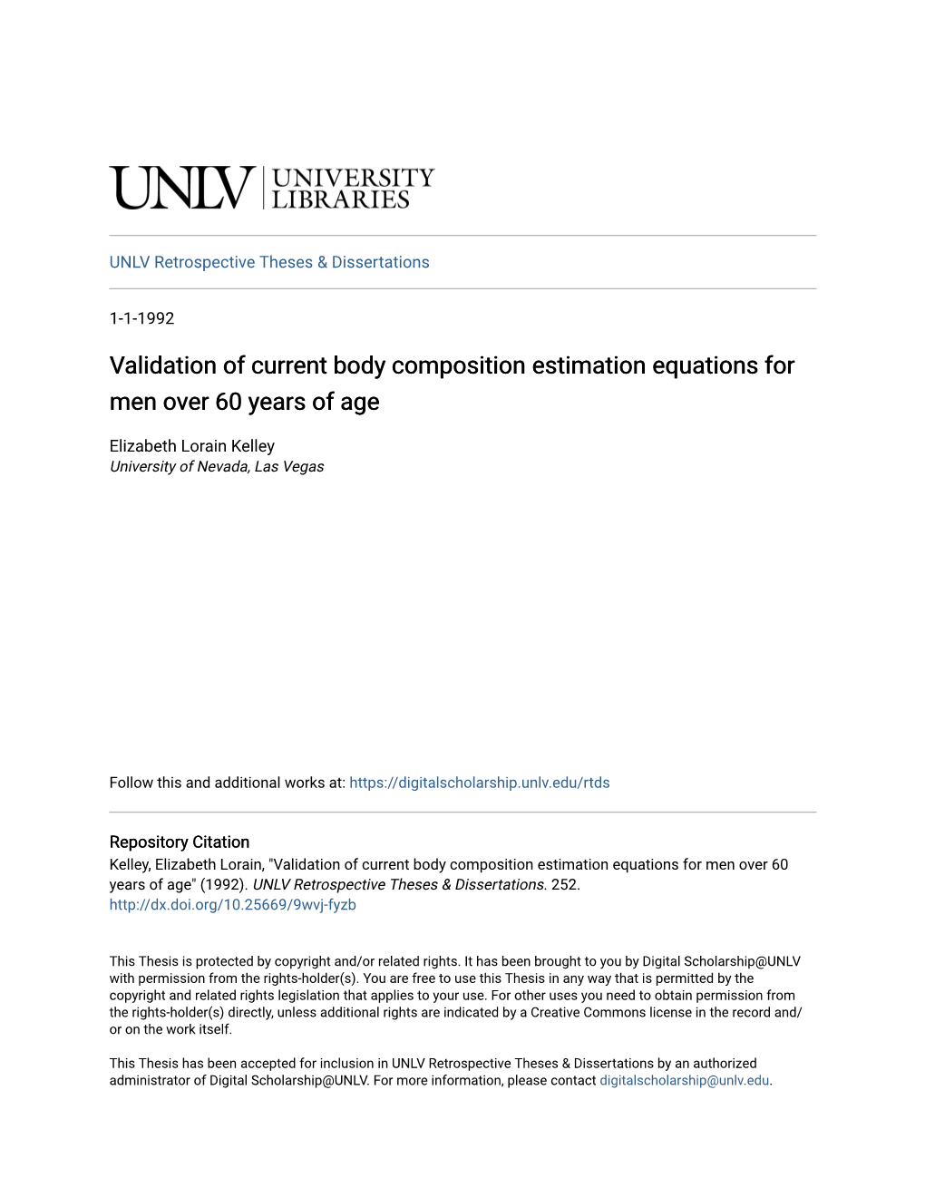 Validation of Current Body Composition Estimation Equations for Men Over 60 Years of Age