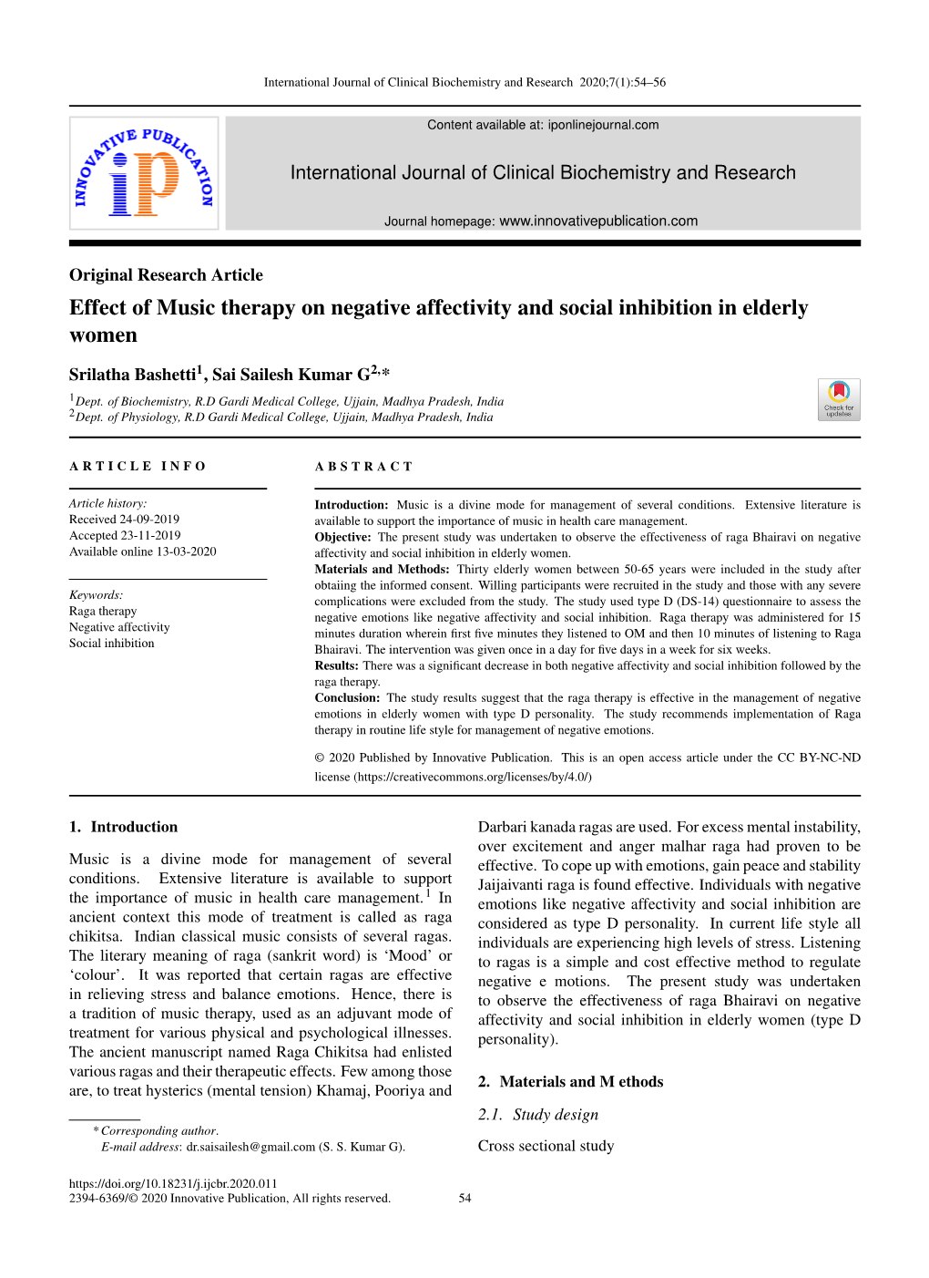 Effect of Music Therapy on Negative Affectivity and Social Inhibition in Elderly Women