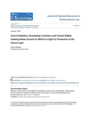 Ozone Depletion, Developing Countries, and Human Rights: Seeking Better Ground on Which to Fight for Protection of the Ozone Layer