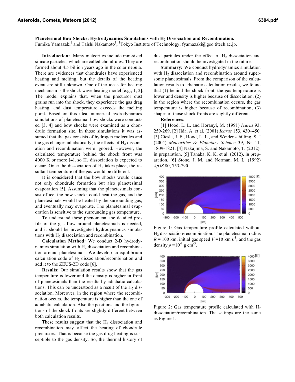 Planetesimal Bow Shocks: Hydrodynamics Simulations With H2 Dissociation 