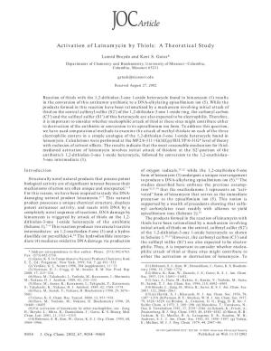 Activation of Leinamycin by Thiols: a Theoretical Study