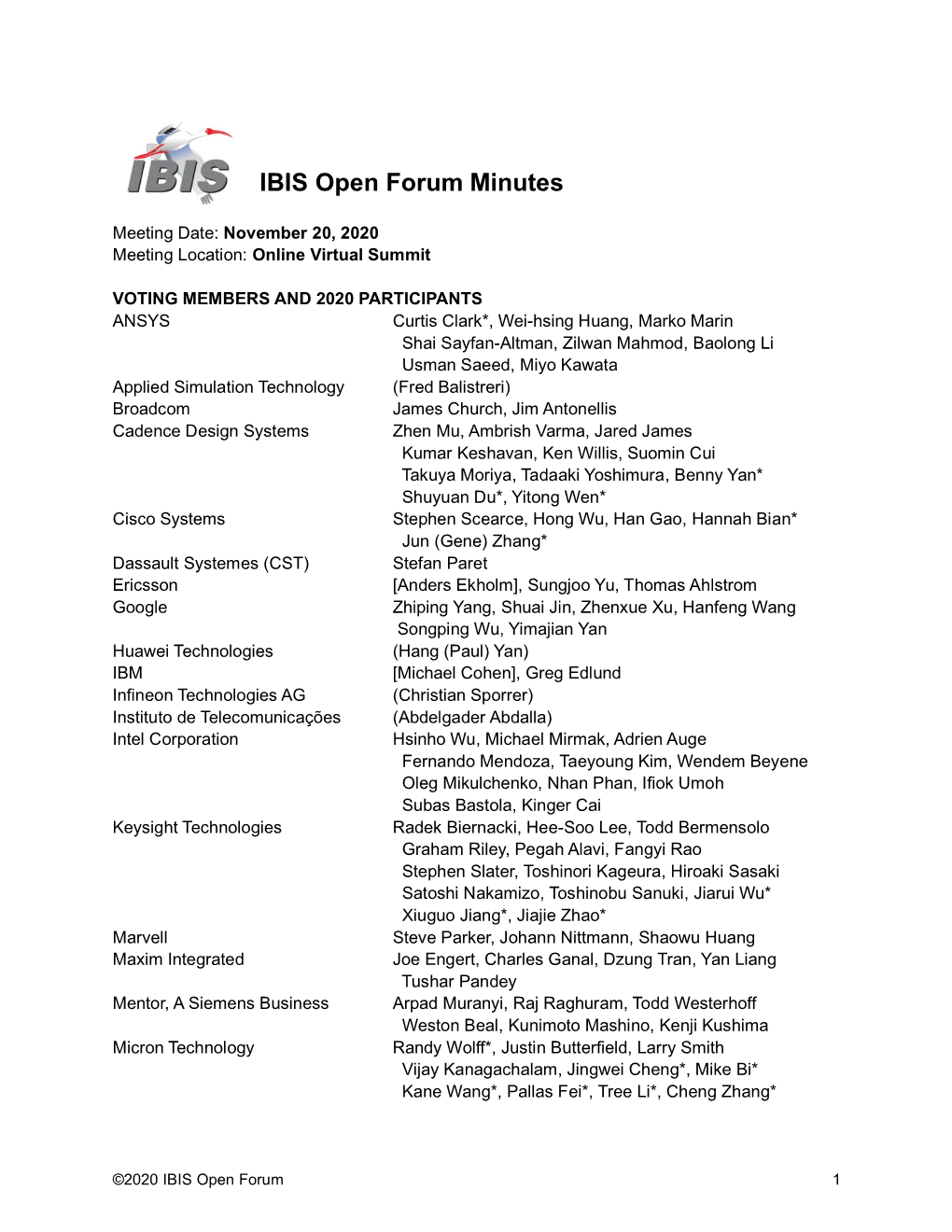 IBIS Open Forum Minutes