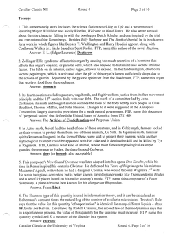 Cavalier Classic XII Round 4 Page 2 of 10 Tossups 1. This Author's