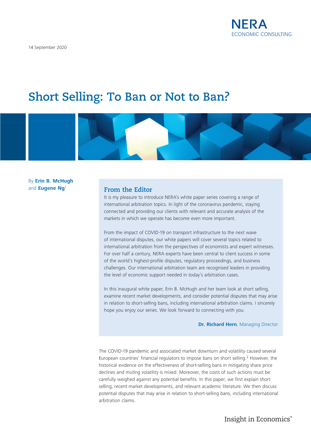 Short Selling: to Ban Or Not to Ban?