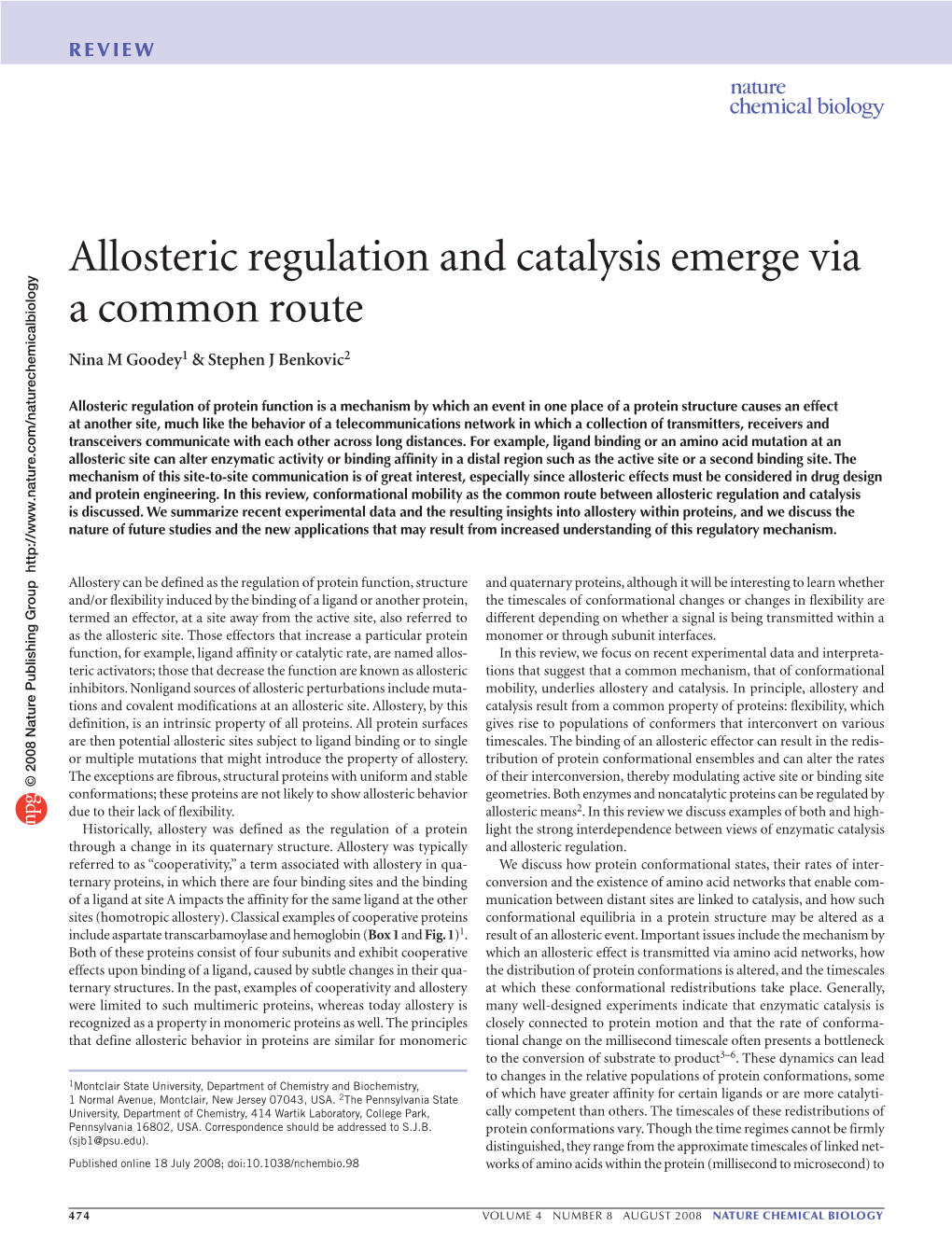 Allosteric Regulation and Catalysis Emerge Via a Common Route