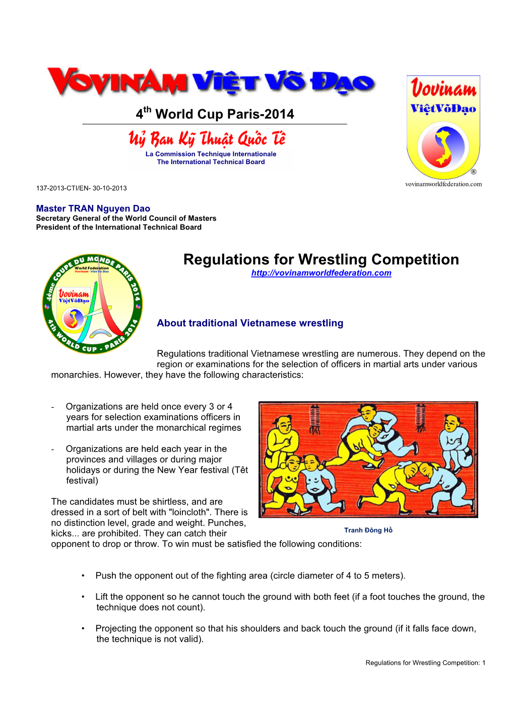 Regulations for Wrestling Competition