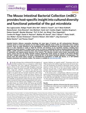 The Mouse Intestinal Bacterial Collection (Mibc)