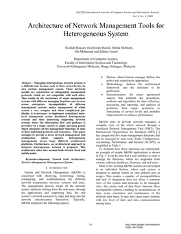 Architecture of Network Management Tools for Heterogeneous System