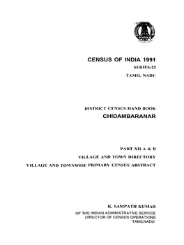 District Census Handbook, Chidambaranar, Part XII-A & B