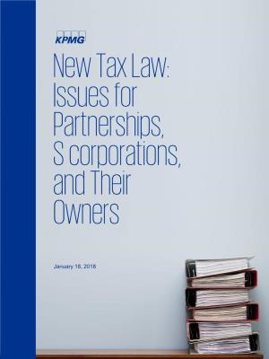 New Tax Law: Issues for Partnerships, S Corporations, and Their Owners