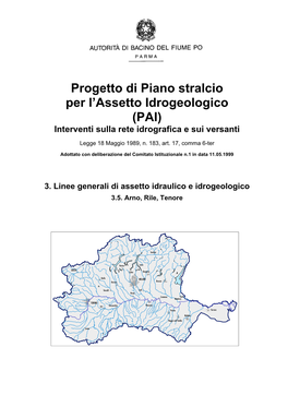 Progetto Di Piano Stralcio Per L'assetto Idrogeologico (PAI)