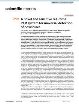 A Novel and Sensitive Real-Time PCR System for Universal Detection of Poxviruses