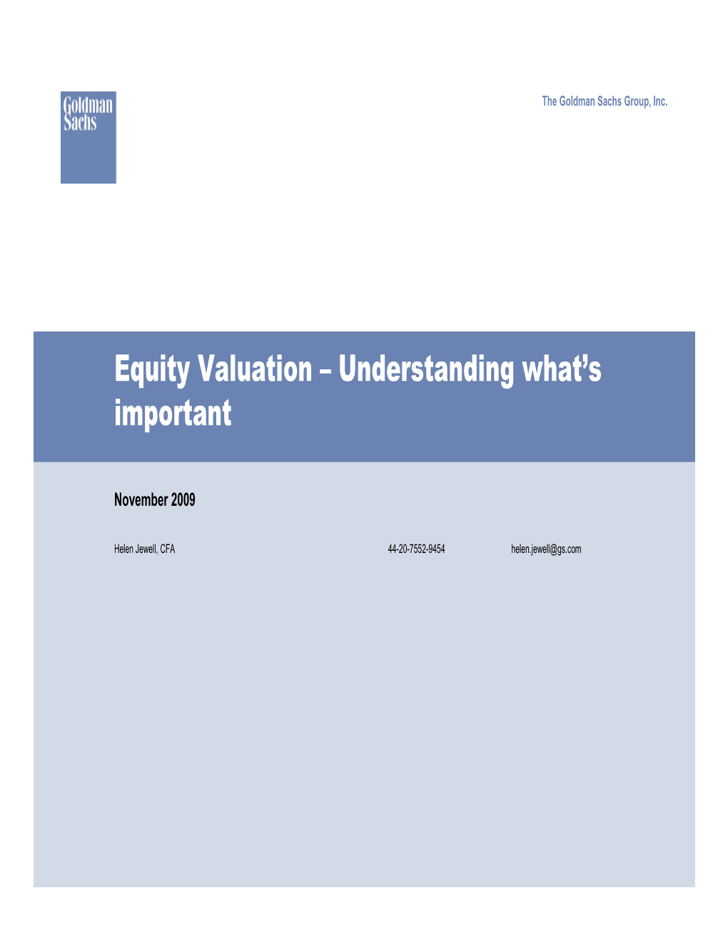 Equity Valuation – Understanding What's Important